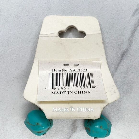 Sarah's Faux Turquoise Beaded Dangle Earrings Pierced Pair Nickel Free - Picture 3 of 7